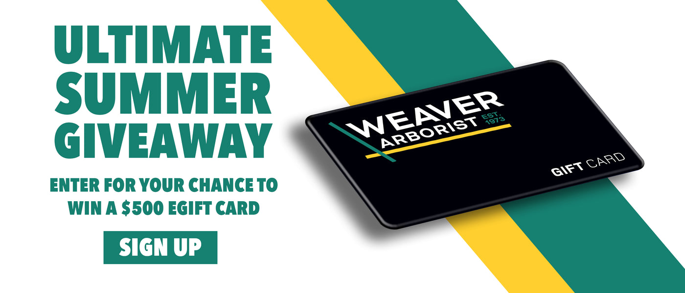 Weaver Arborist Ultimate Summer Giveaway graphic featuring a $500 gift card and a sign-up call to action.